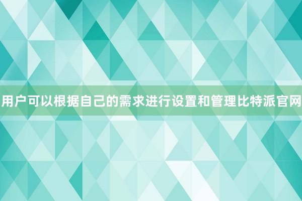 用户可以根据自己的需求进行设置和管理比特派官网