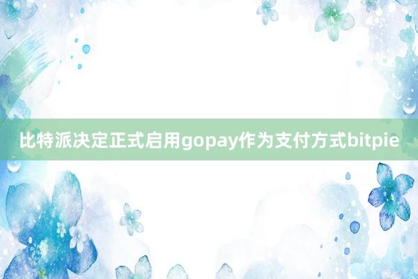 比特派决定正式启用gopay作为支付方式bitpie