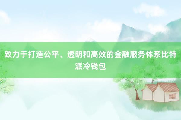 致力于打造公平、透明和高效的金融服务体系比特派冷钱包